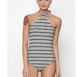 B&W Halter Top Body Suit- bathing suit style.